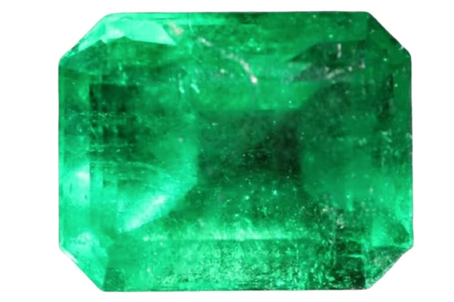 A gorgeous polished and cut Brazilian emerald gemstone