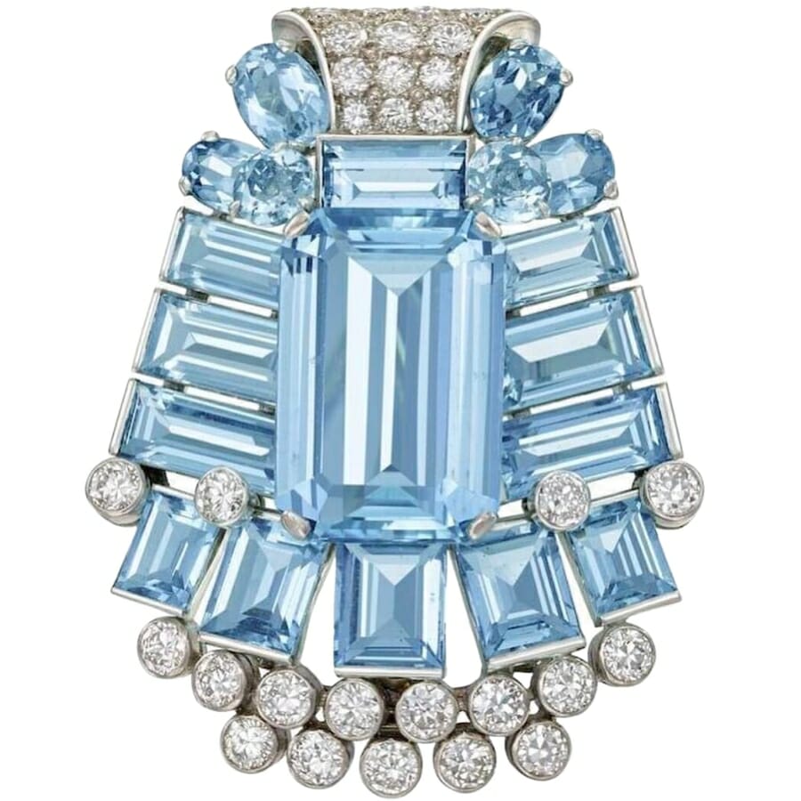 An aquamarine and diamond pendant