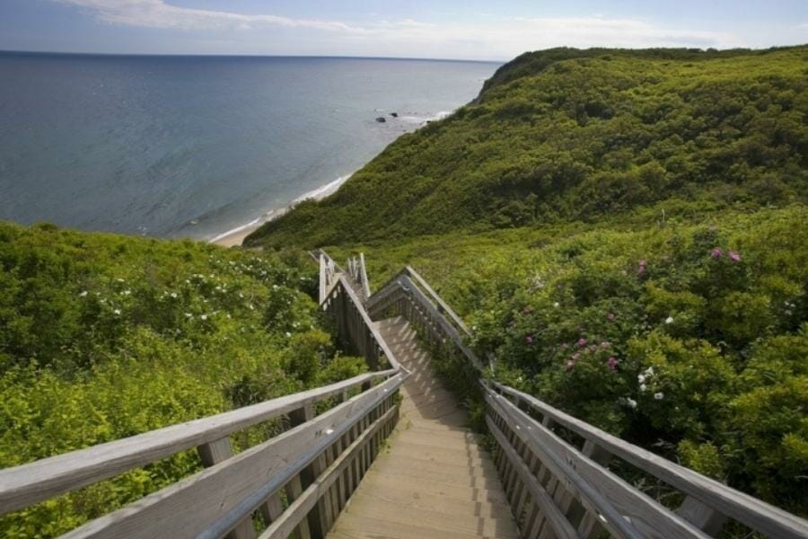 A majestic view from the stairs of Calumet Hill where you can head down to the shores 