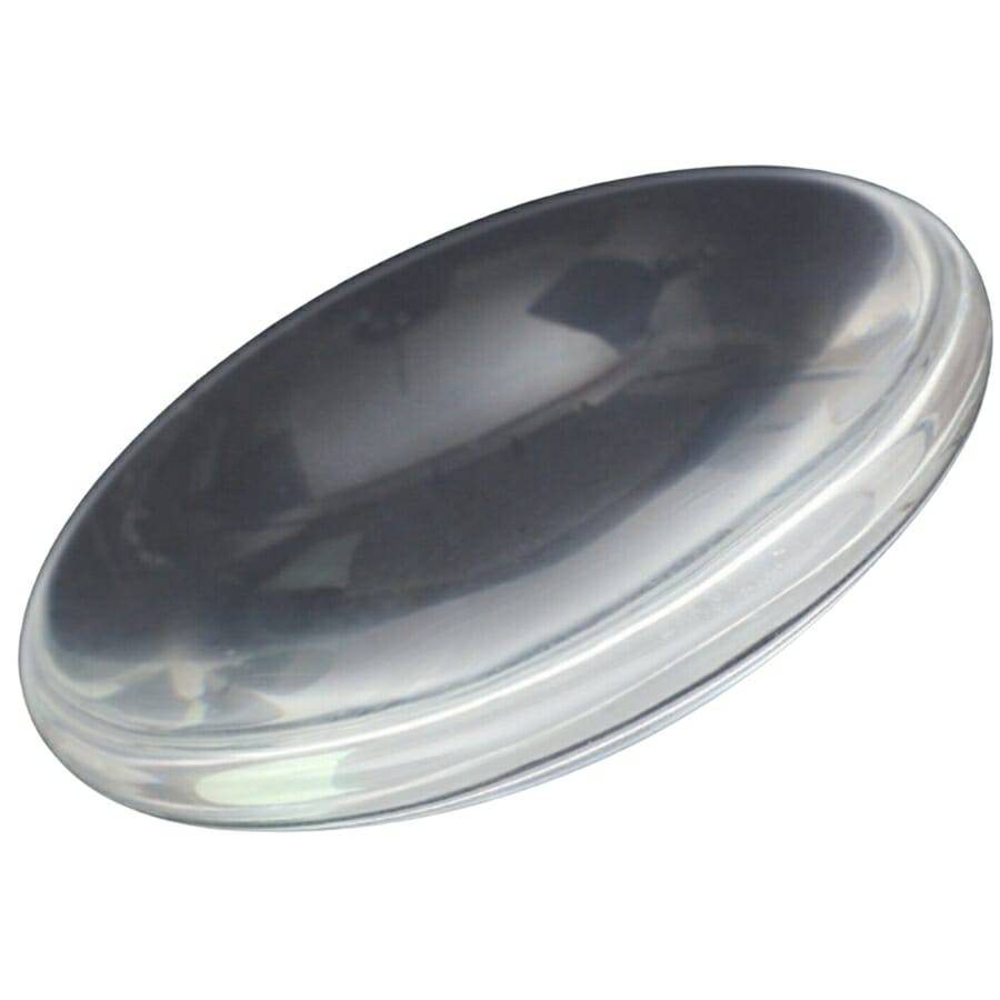 A smooth clear glass cabochon 