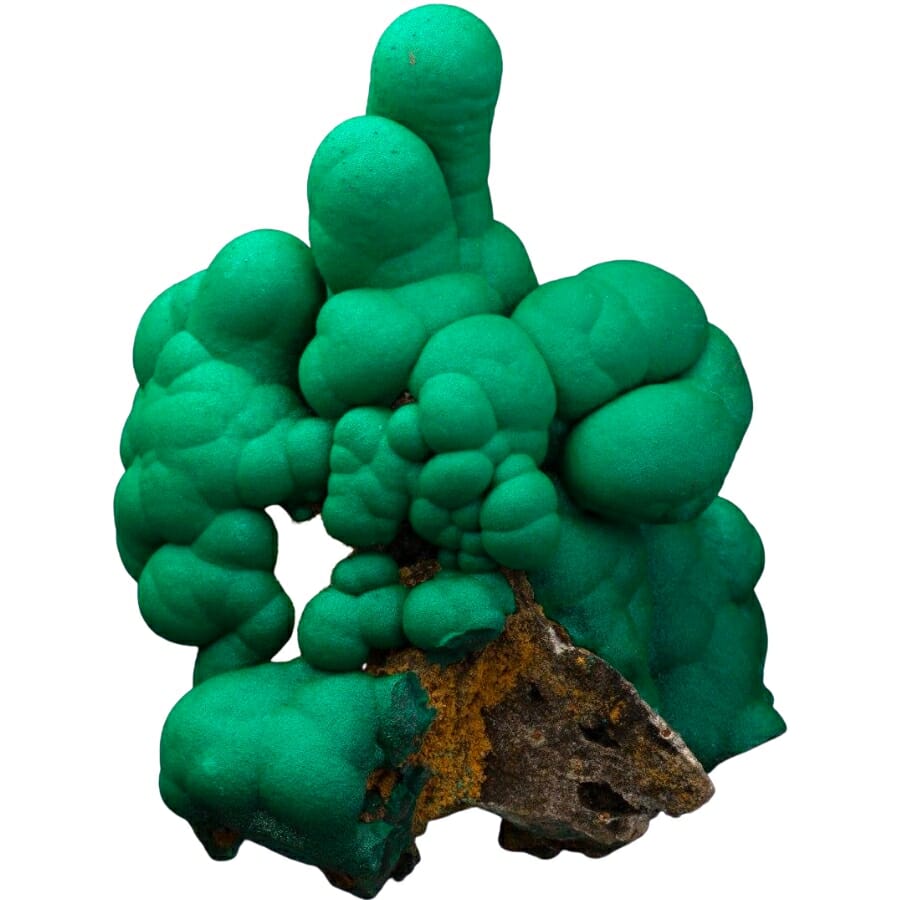 A stunning green malachite stalactite