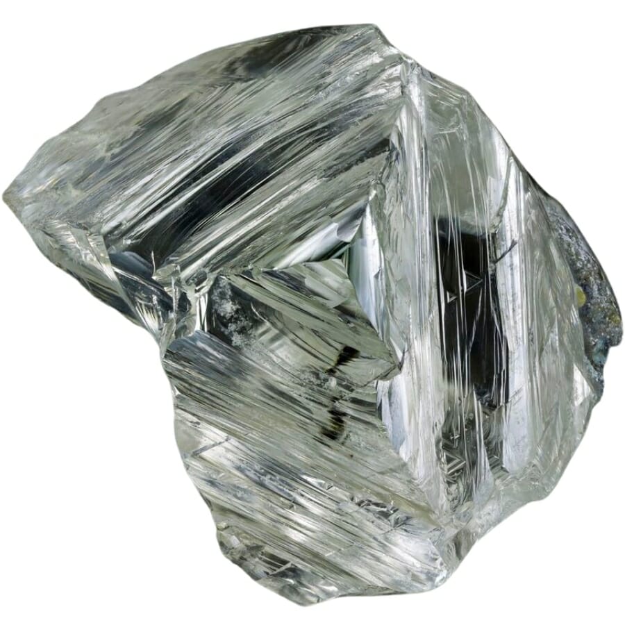 A complex colorless and water-clear diamond crystal