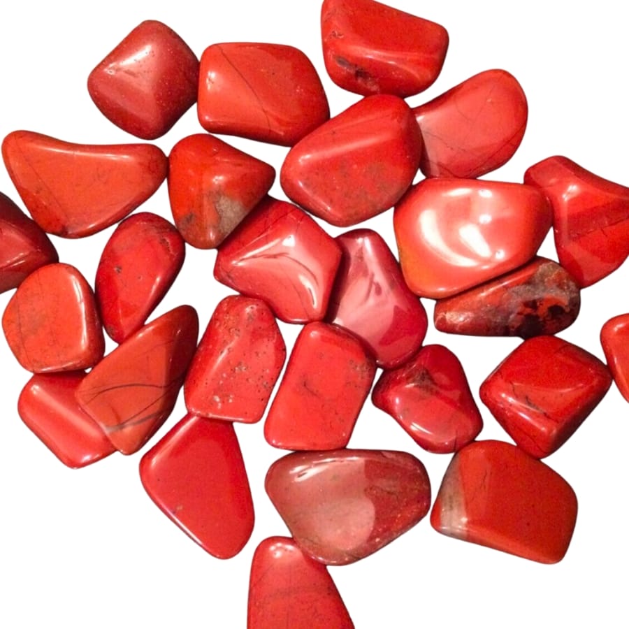 Polished tumbled red jaspers