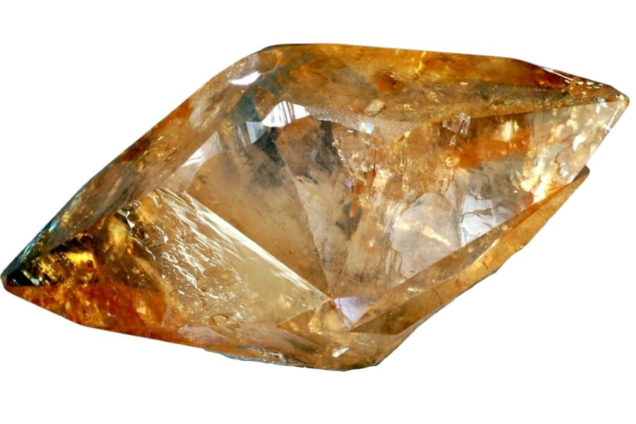 A lovely diamond-shaped polished calcite crystal