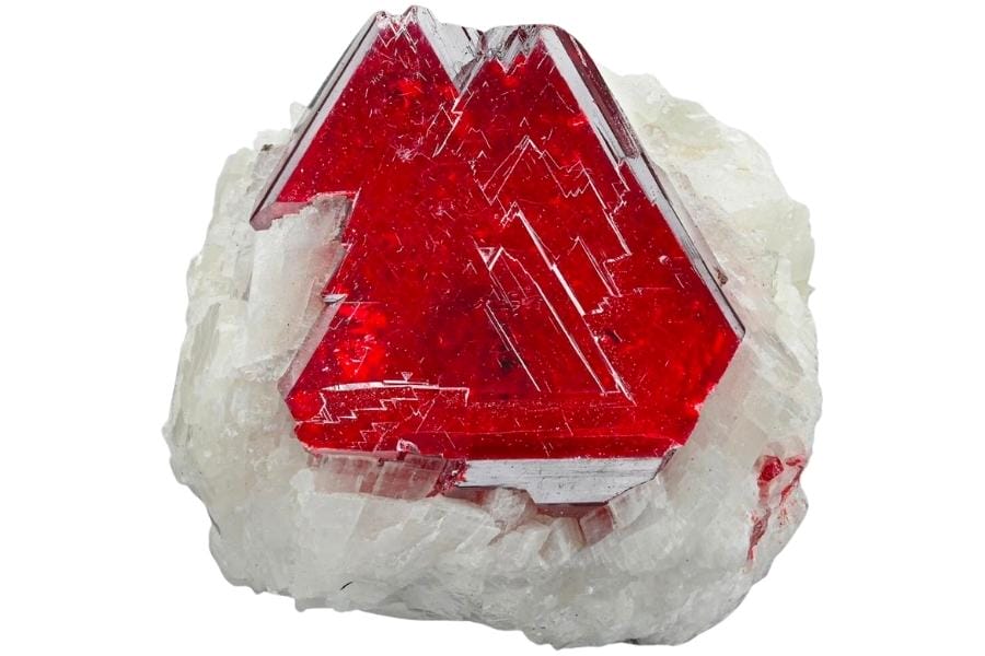 A vibrant red cinnabar with a well-defined crystal structure