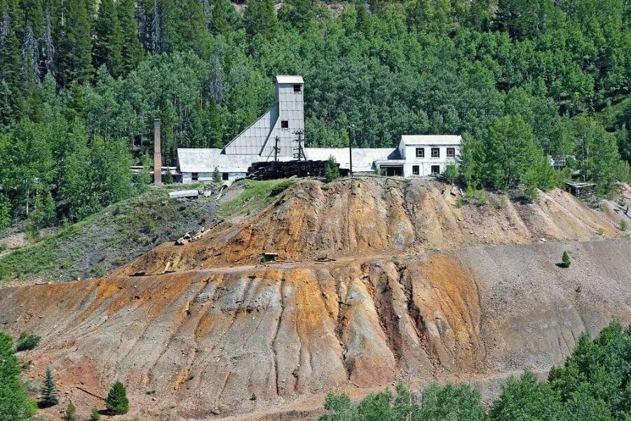 Eagle Mine prospects with a shaft house erected atop