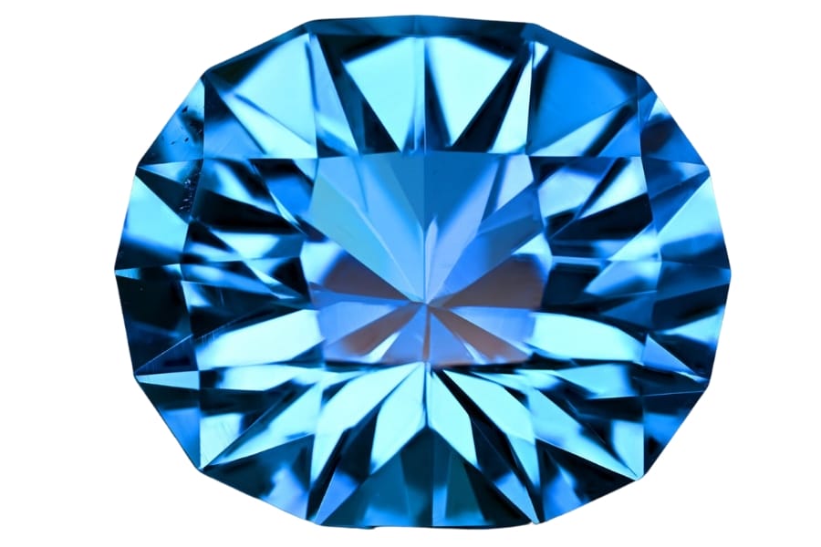 A stunning round cut blue topaz gemstone