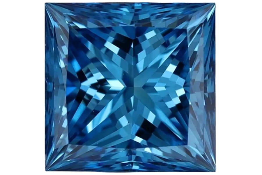 An elegant square-cut blue diamond crystal