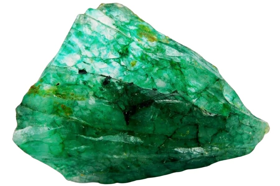 A stunning emerald crystal with a kind of scaly appearance and smooth texture