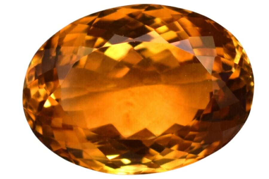 A stunning golden citrine polished and cut gemstone