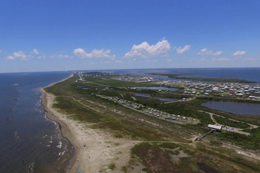 An aerial view of the beautiful landscape of Grand Isle