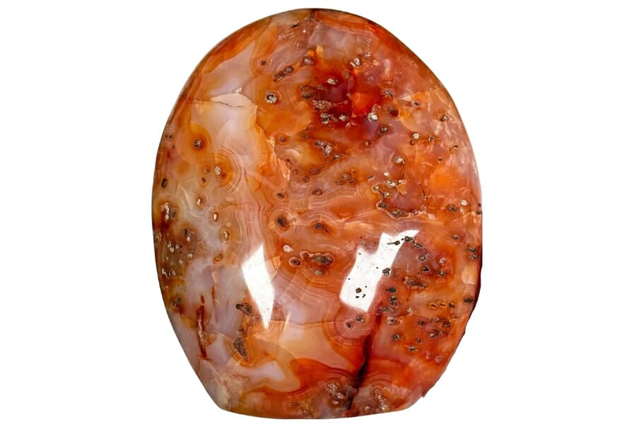 A gorgeous shiny and smooth carnelian gemston