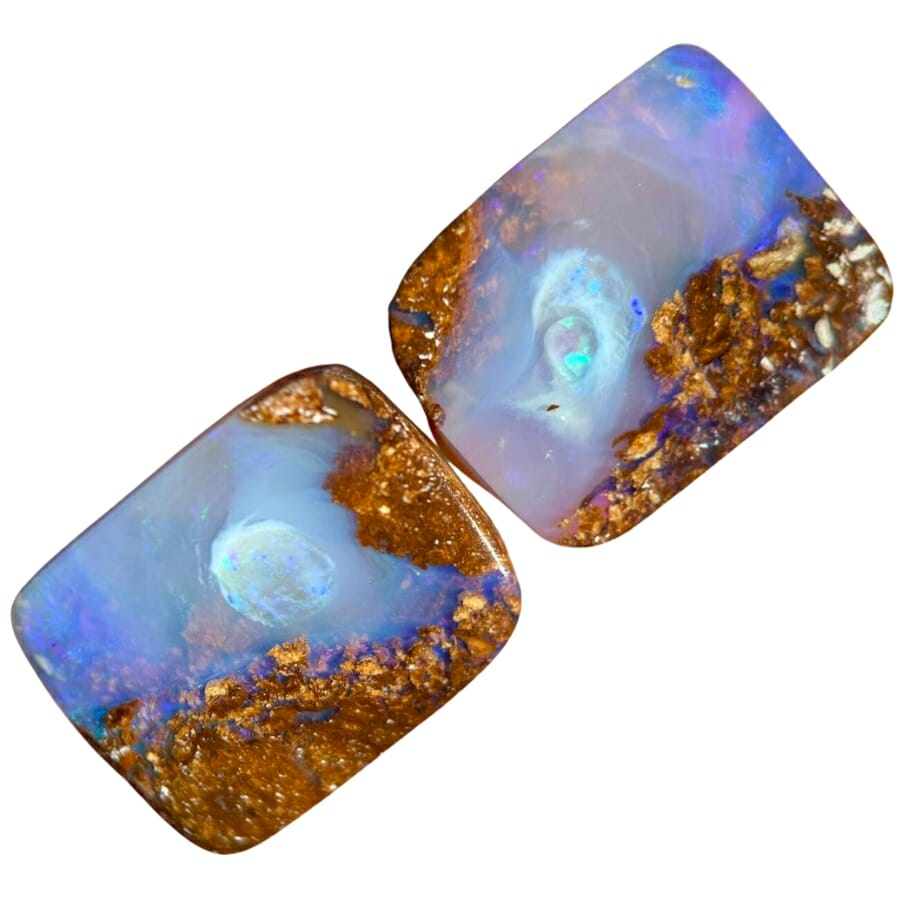 A pair of opal with amazing swirling patterns and play-of-color