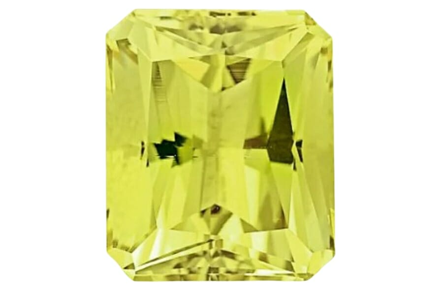 A gorgeous square cut and polished lemon citrine gem