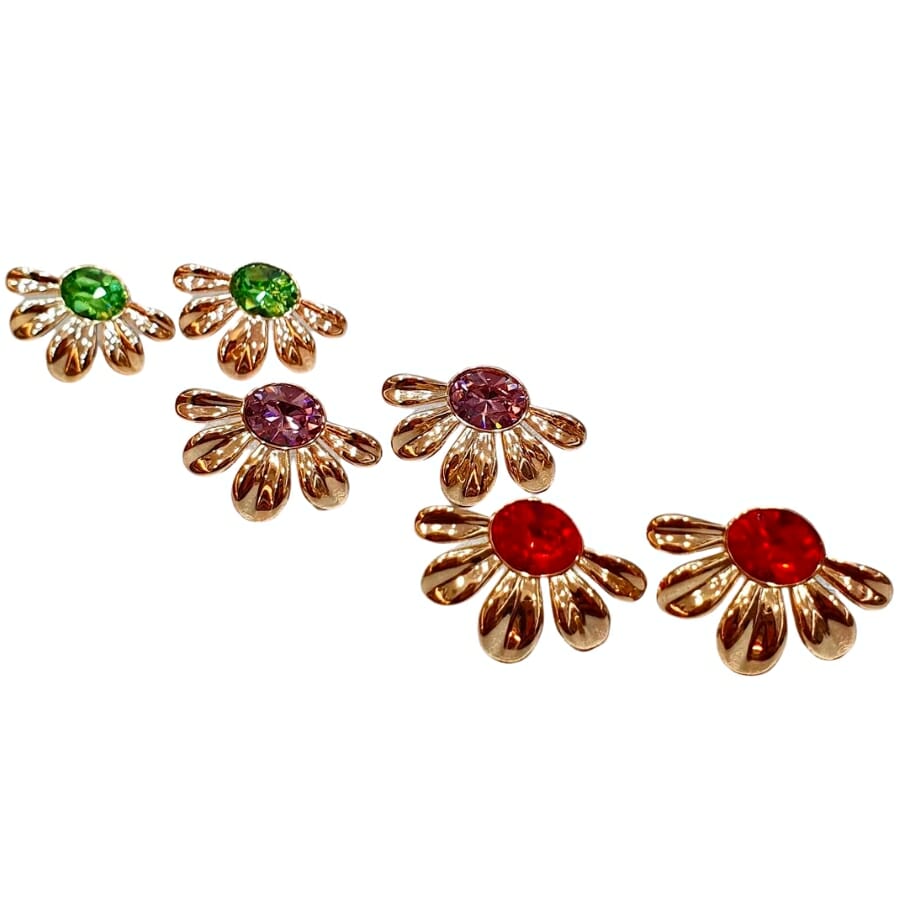 Beautiful floral studs adorned with different crystals