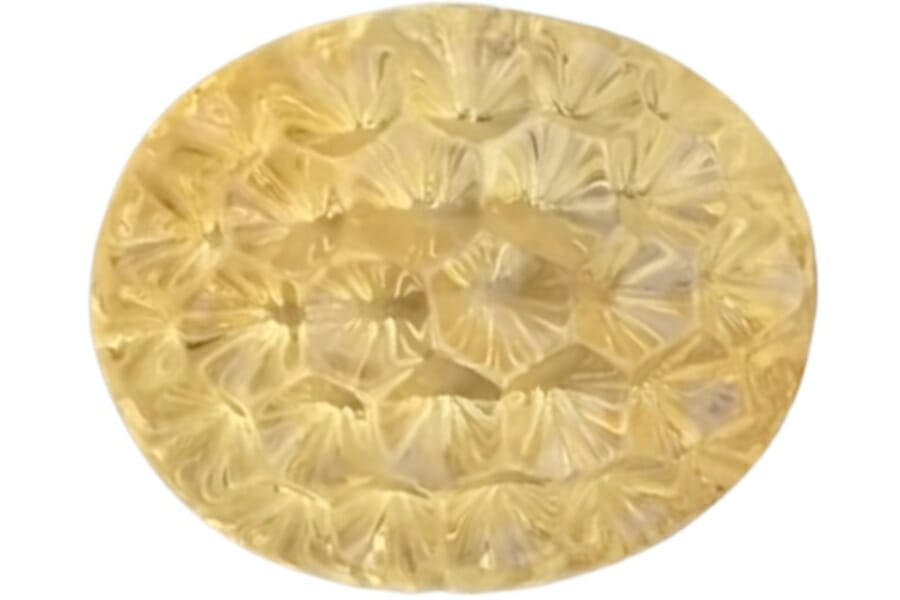 A stunning citrine gemstone with a rare crystal pattern