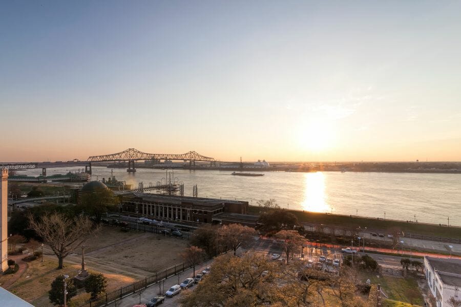 banks of the Mississippi River during sunrise