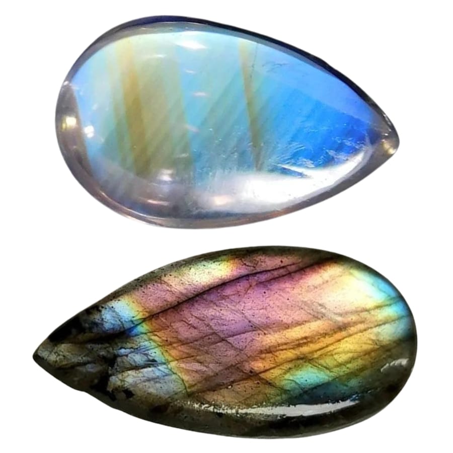 Elegant pieces of labradorite and moonstone teardrop gemstones
