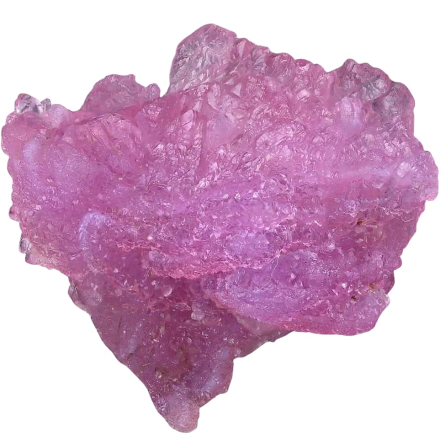 A pristine piece of a raw rose quartz