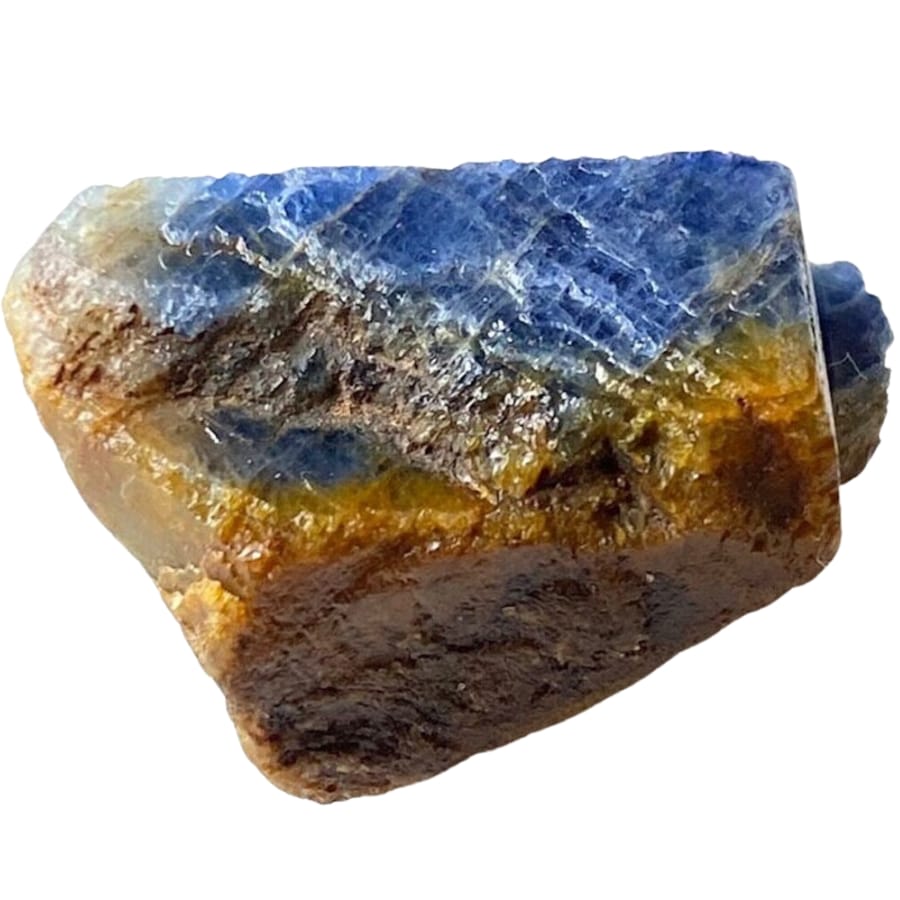 A natural raw sapphire mineral with a smooth surface texture