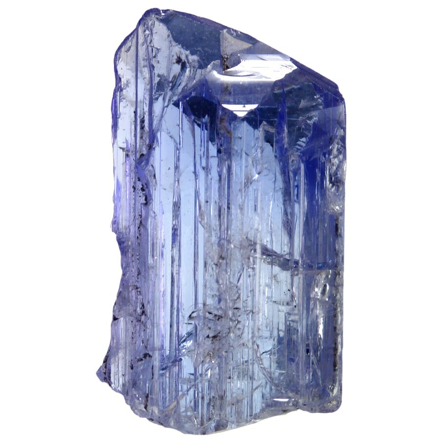 A rare very transparent light blue violet natural tanzanite mineral