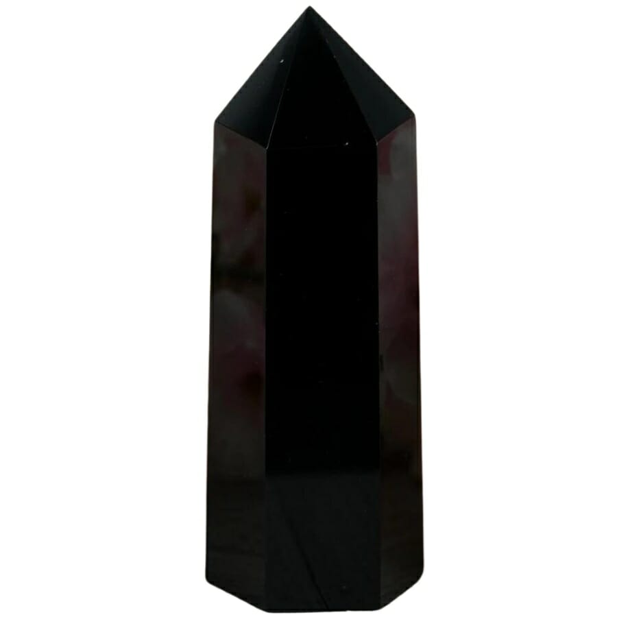 A gorgeous deep black obsidian crystal tower