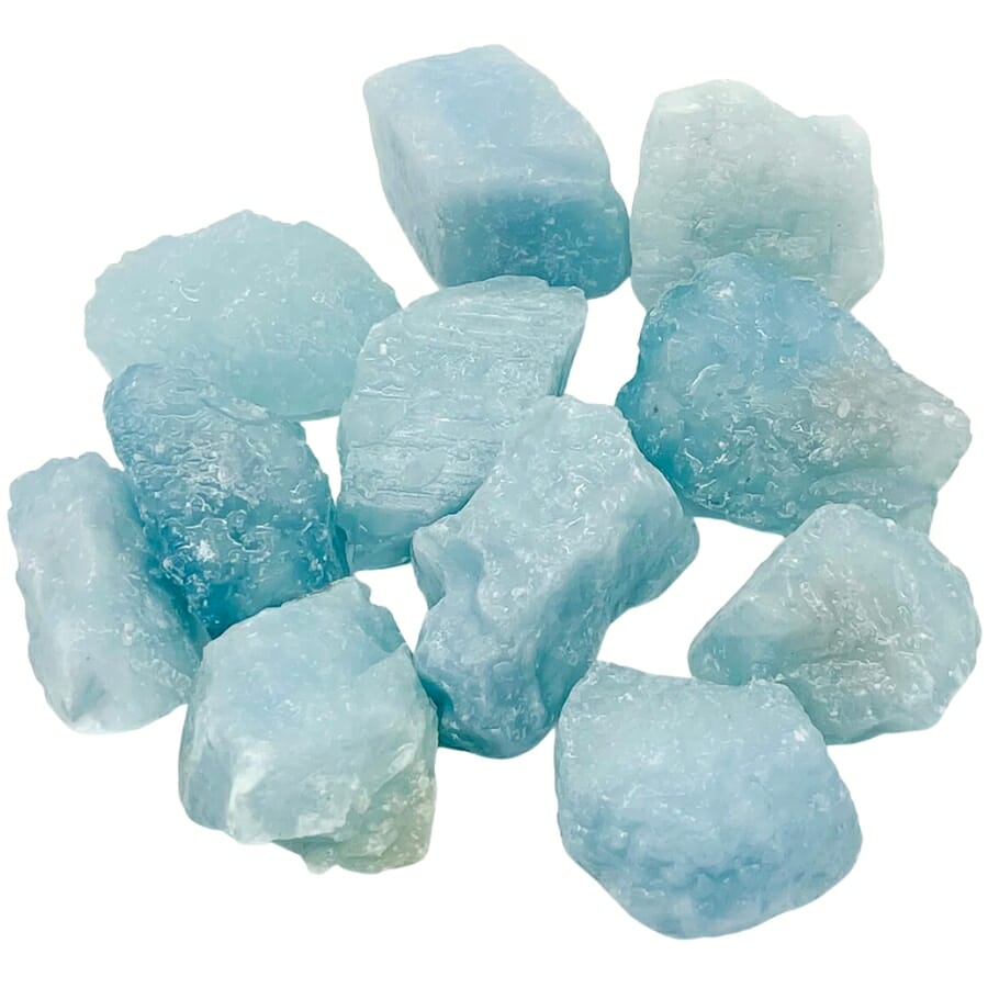 Natural rough pieces of aquamarine