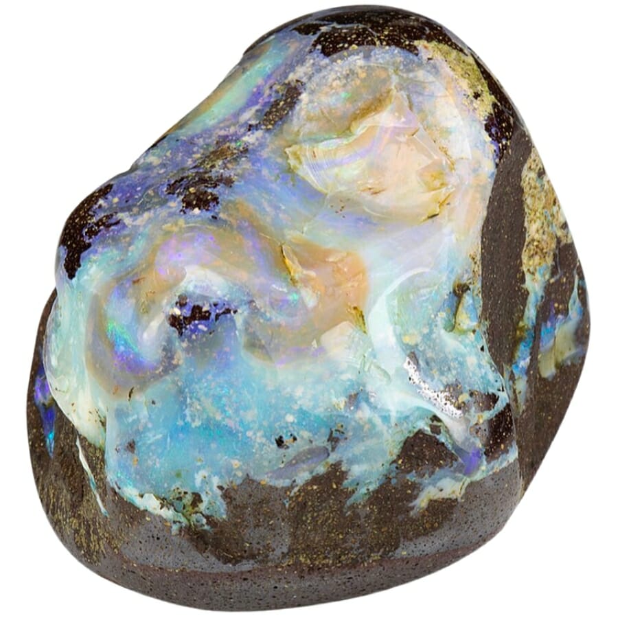 A polished opal specimen with interesting patterns