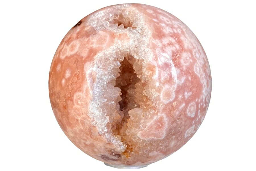 An elegant pink carnelian sphere