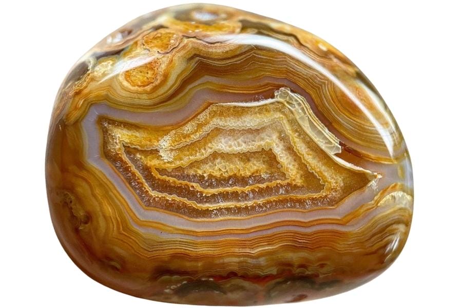Mesmerizing polished agate with shimmering bands of crystals