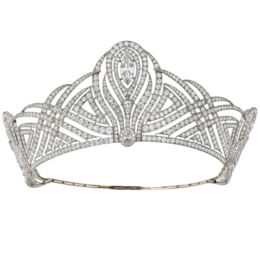 A beautiful tiara made out of diamonds and platinum