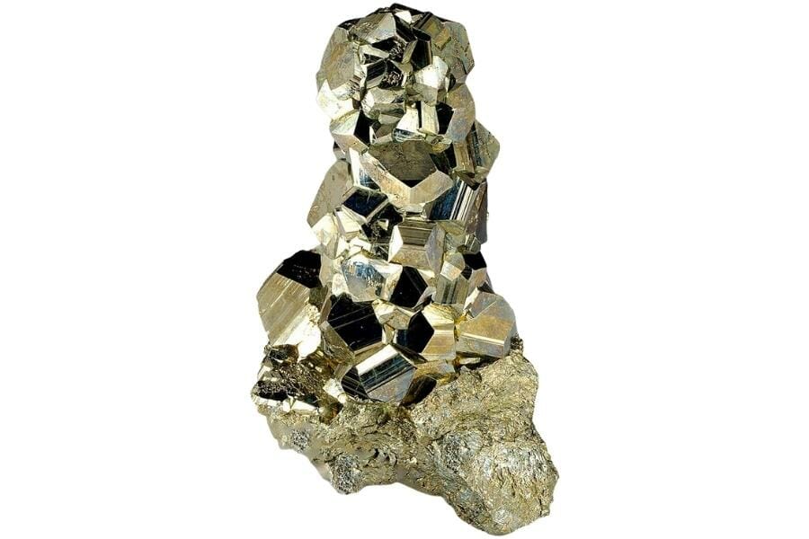 A fine bright cluster of pyrite coming off a massive pyrite matrix