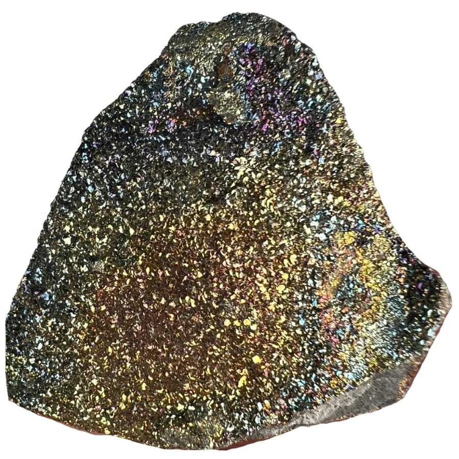 A beautiful iridescent rainbow chalcopyrite crystal