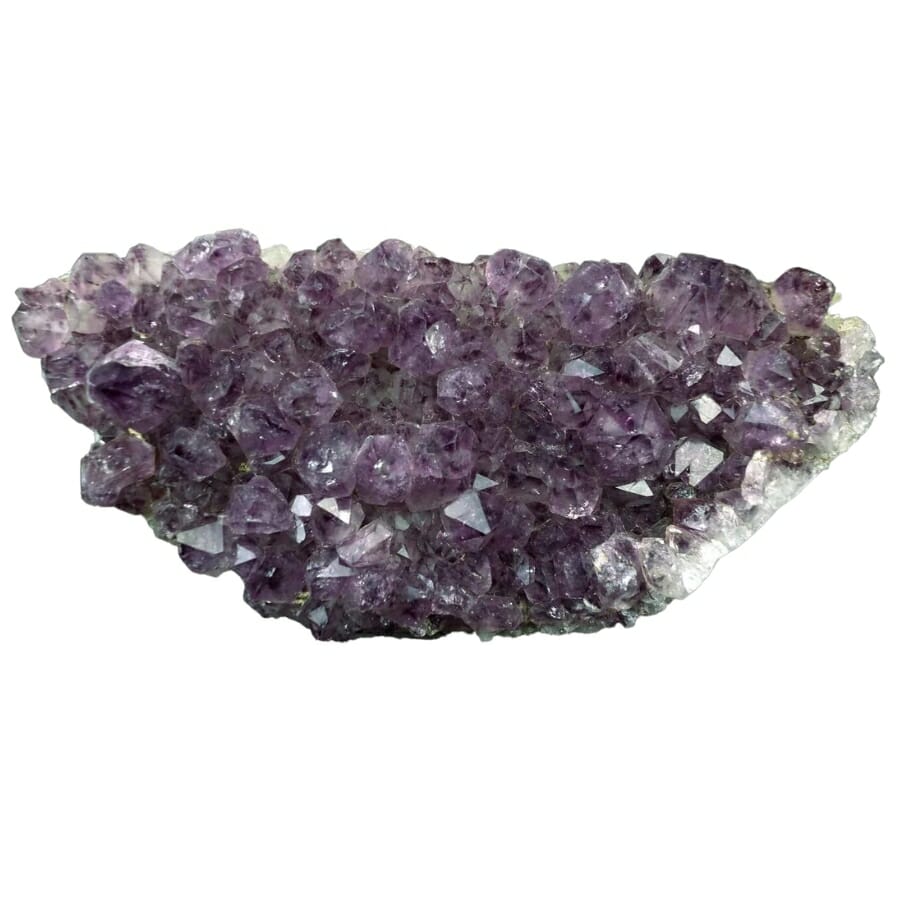 A stunning piece of raw amethyst mineral with shiny crystals