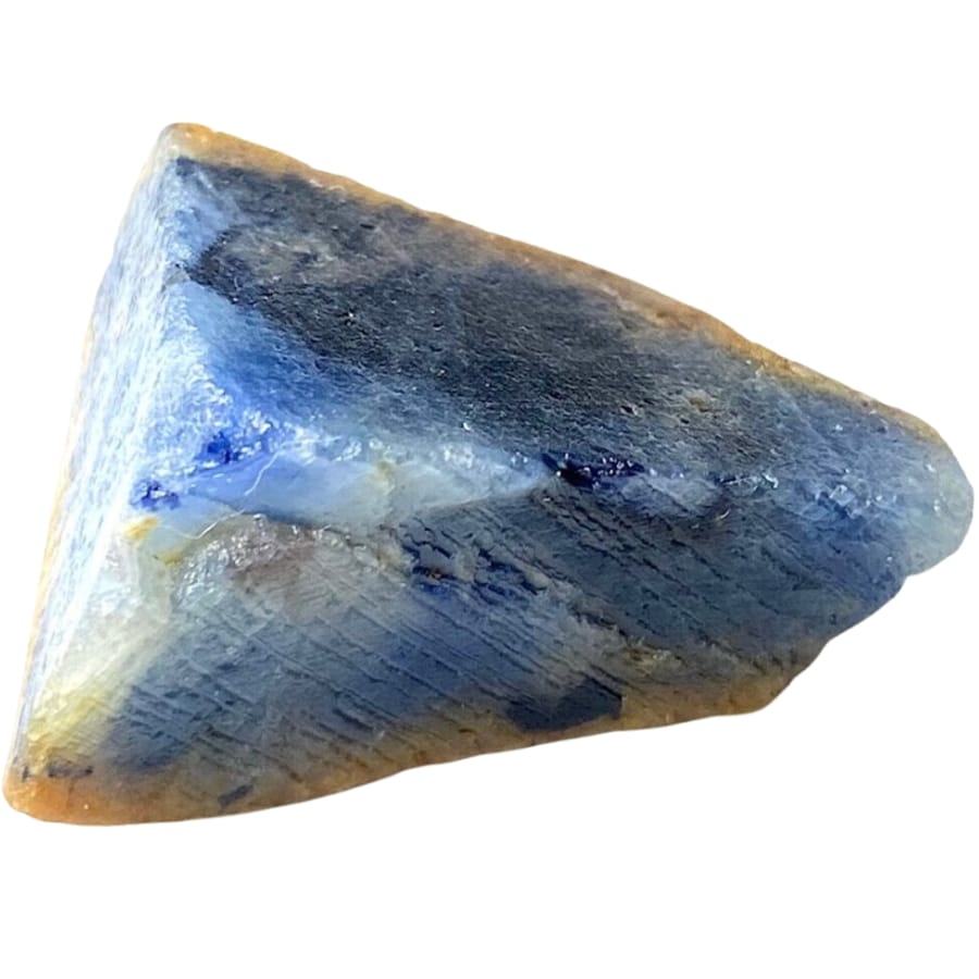 A dazzling triangular rough sapphire specimen