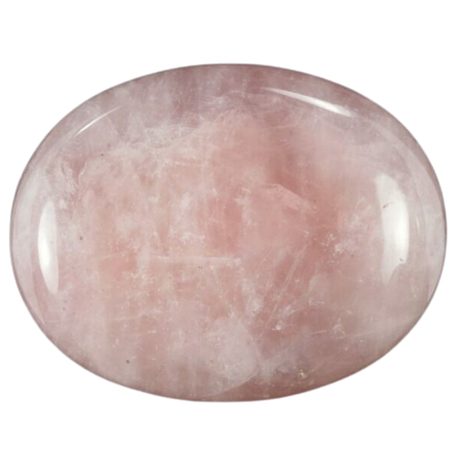 A smooth tumbled and polished rose quartz