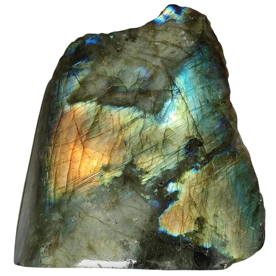 A mesmerizing rough labradorite specimen