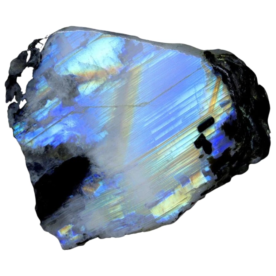 A stunning rough moonstone with a mirror-like surface