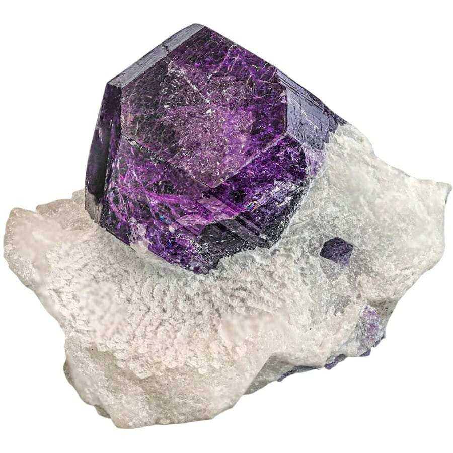 Deep violet scapolite on white calcite