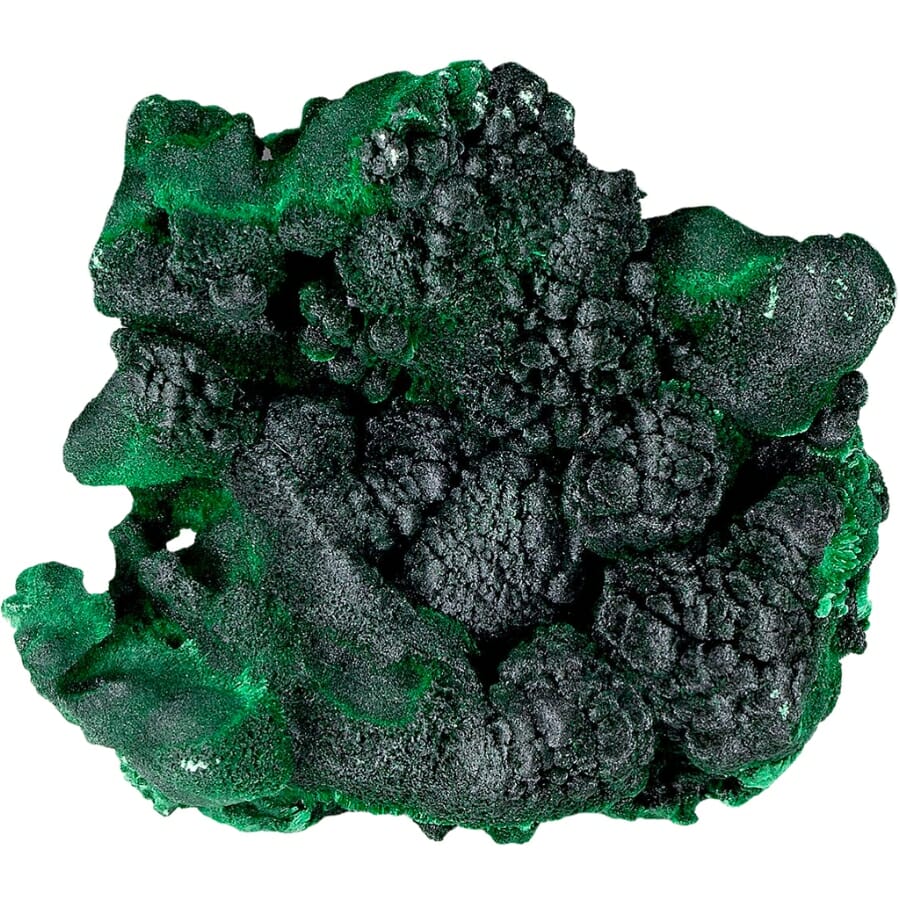 Velvety green crystallized malachite specimen