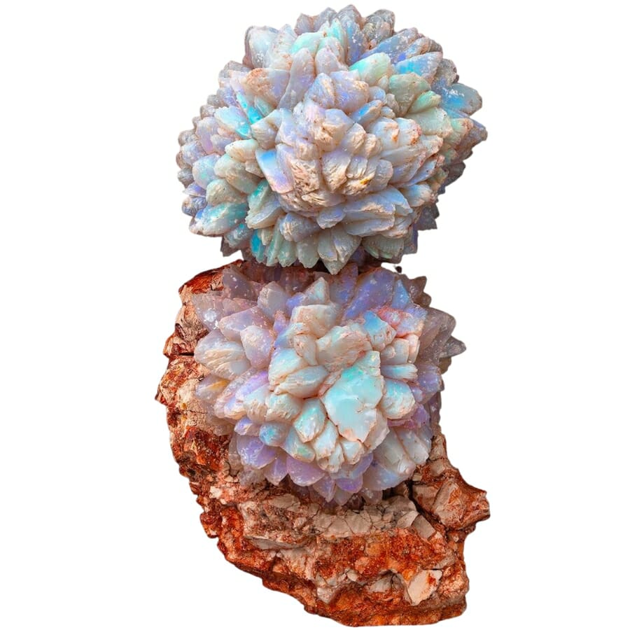 Double stack of opal “pineapples' with visibly rough surface