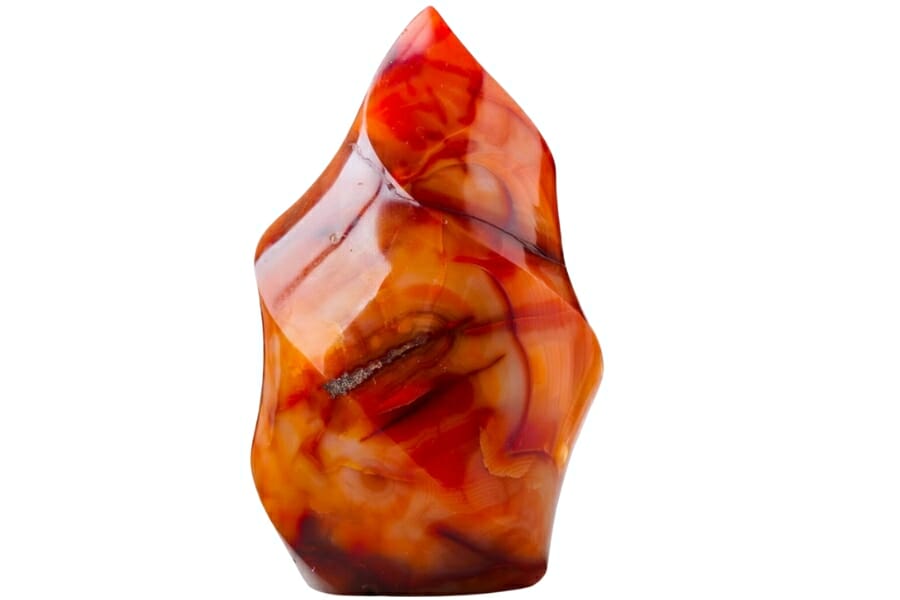 A mesmerizing glossy carnelian flame free form