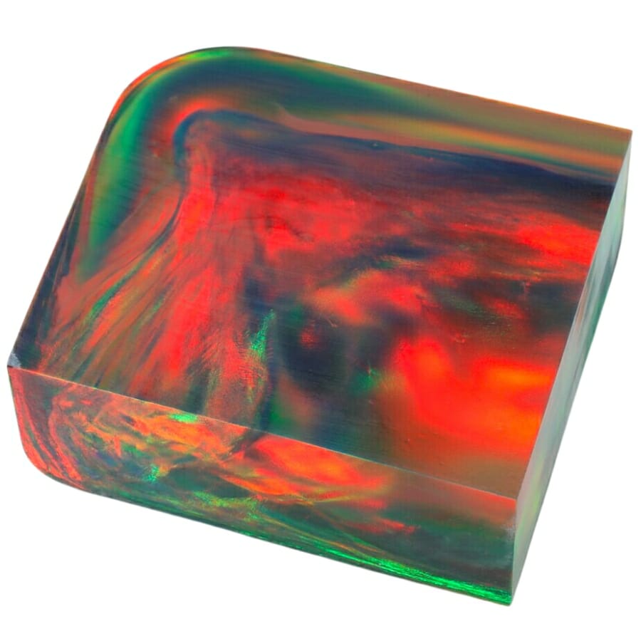 Lava black synthetic opal slab with Aurora/Nebula pattern