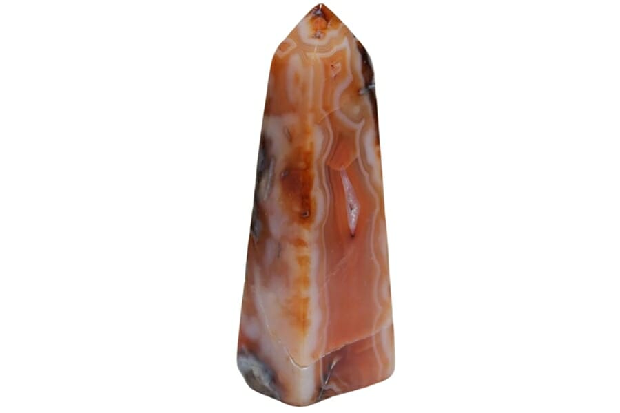 A tall and unique carnelian crystal tower