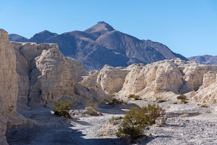 rocky outcrops and mountains at the Tule Springs Fossil Beds National Monument