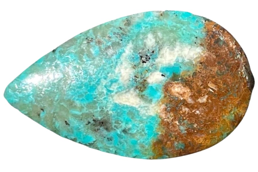 A precious and unique teardrop-shaped turquoise cabochon