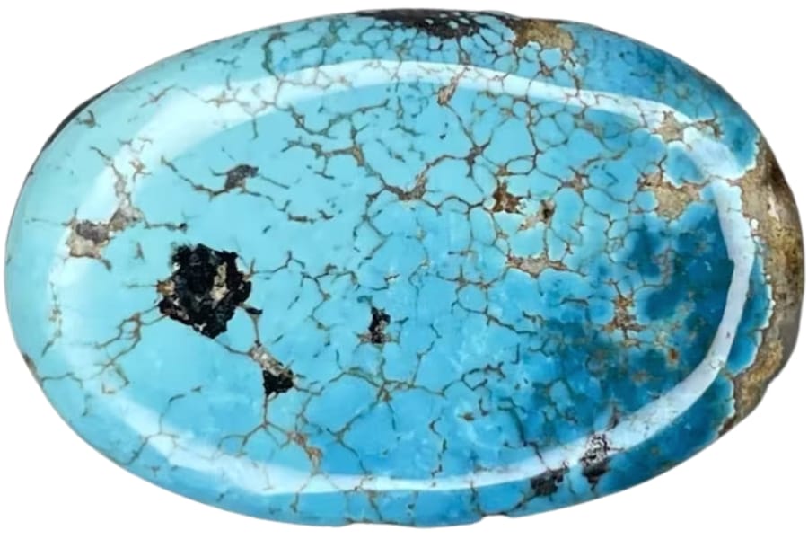 A gorgeous oval-shaped turquoise polished gemstone