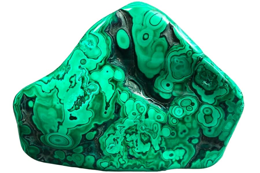 Varied colors of green in a single malachite specimen