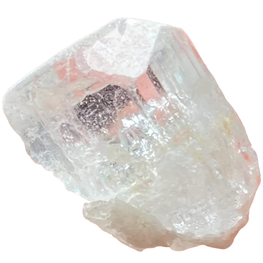 A gorgeous white topaz mineral chunk with a smooth and shiny surface
