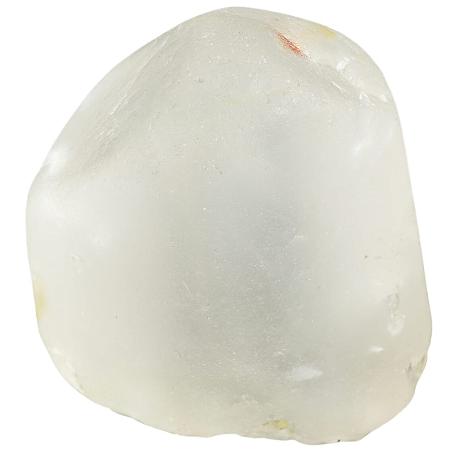 A shimmering polished and tumbled white topaz stone